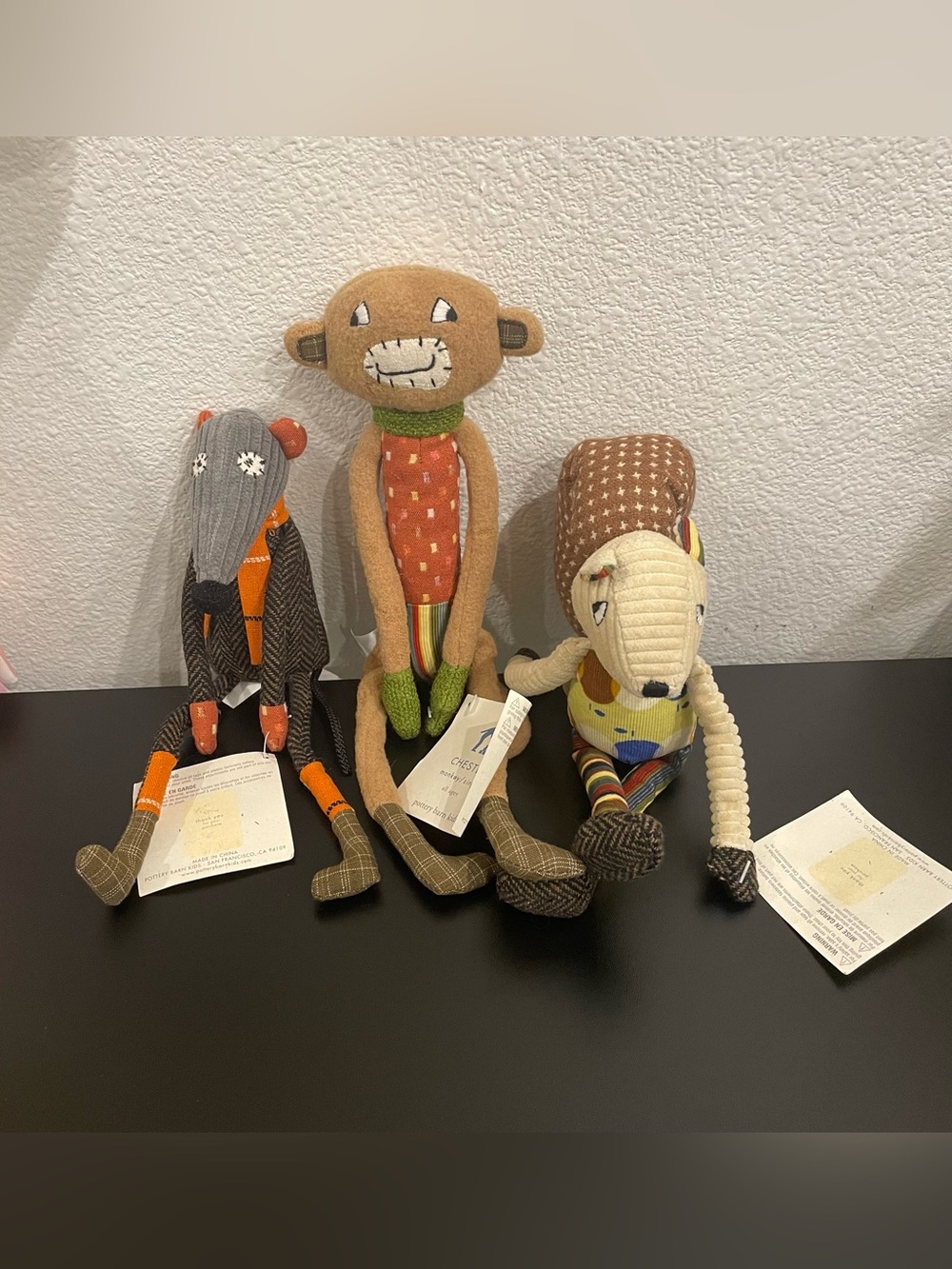 Pottery Barn Kids Patchwork Plush Toy Lot (3) - RETIRED Vintage NWT
